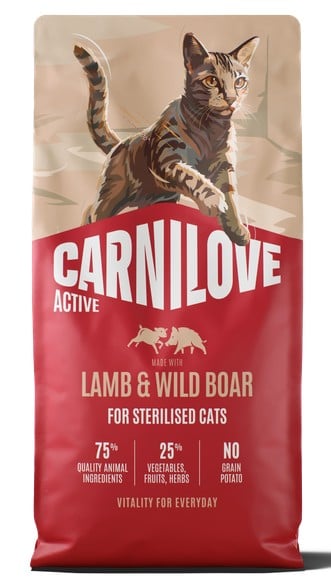 Carnilove Active Cat Lamb & Wild Boar Sterilised grain free τροφή για στειρωμένες γάτες με αρνί & αγριογούρουνο