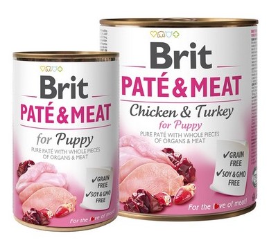 Grain Free Κονσερβα σκυλων Brit Pate & Meat για κουταβια με κοτοπουλο και γαλοπουλα