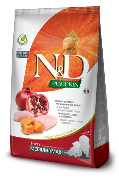 N&D Pumpkin Puppy medium maxi τροφη για κουταβια μεσαιας μεγαλης φυλης
