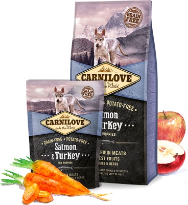 Carnilove Puppy Salmon Turkey Grain Free ολιστικη τροφη για κουταβια με σολομο και γαλοπουλα