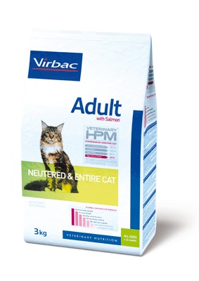 τροφη ενηλικης στειρωμενης γατας με σολομο HPM Virbac adult neutered entire cat