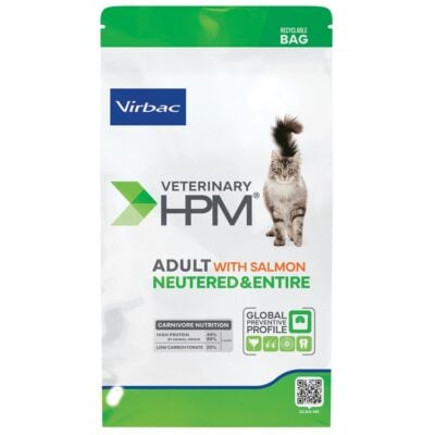 τροφη ενηλικης στειρωμενης γατας με σολομο HPM Virbac adult neutered entire cat
