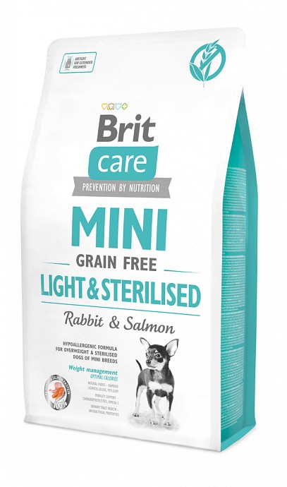 New Brit care τροφη Mini Grain Free Light sterilised υποαλλεργικη για μικρους στειρωμενους σκυλους υπερβαρους