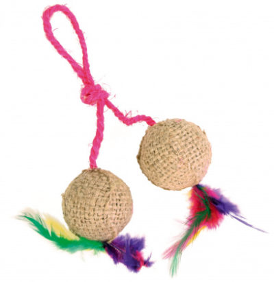 Trixie Balls on a Rope Jade γατας παιχνιδι μπαλες σε σχοινι γιουτα