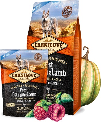 η Carnilove Fresh Meat τροφες σκυλων με Φρεσκο κρεας Στρουθοκαμηλου & Αρνι - για μικροσωμες φυλες σκυλων