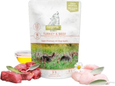Isegrim Junior Pouch υγρη τροφη για κουταβια κονσερβα με γαλοπουλα & μοσχαρι Grain Gluten Free