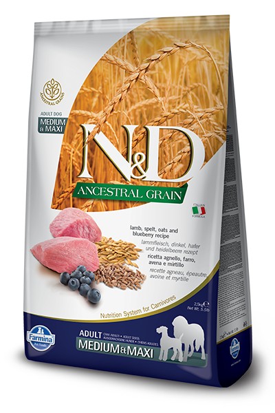 N&D Ancestral Grain Lamb Blueberry Medium Maxi Adult τροφη για σκυλους