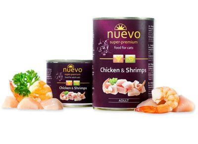 Nuevo Chicken Shrimps κονσερβες γατας κοτοπουλο γαριδες 