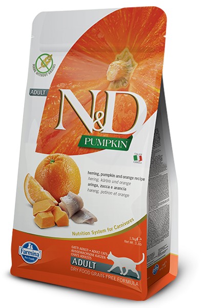 N&D Herring Pumpkin Orange Recipe τροφη για γατες