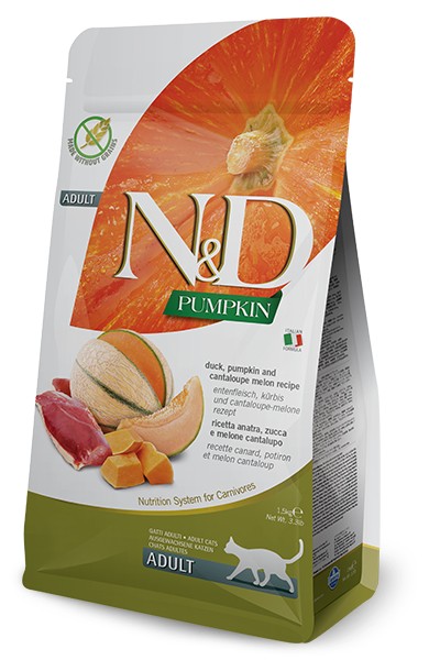 N&D Pumpkin Duck τροφες γατας με παπια κολοκυθα πεπονι