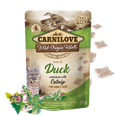 Carnilove Duck Catnip για γατες υγρες τροφες Grain Free με παπια και catnip