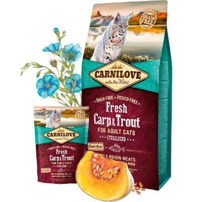 Carnilove Fresh Sterilised για στειρωμενες γατες Carp Trout ολιστικες τροφες grain free