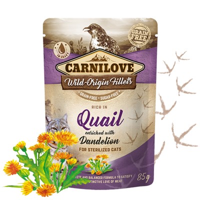 Carnilove Quail Dandelion υγρη τροφη στειρωμενης γατας Grain Free με ορτυκια και πικραλιδα