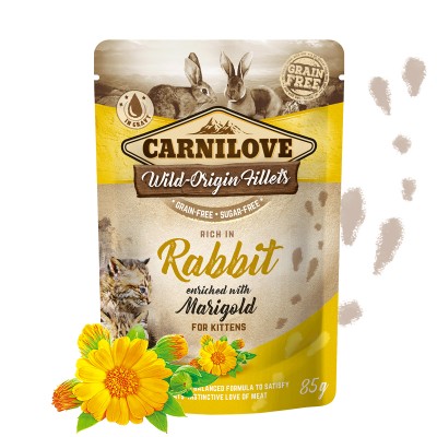 Η Carnilove Rabbit Marigold υγρη τροφη για γατακια Grain Free με κουνελι και κατιφε