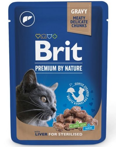 Brit Premium sterilised φακελακι κονσερβα στειρωμενης γατας συκωτι