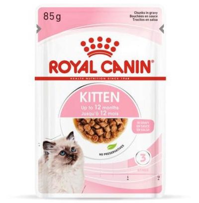 Royal Canin Kitten Gravy υγρες τροφες φακελακια για γατακια κομματακια σε σαλτσα
