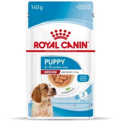 Royal Canin Puppy Medium in Gravy υγρη τροφη φακελακι κουταβιων κομματακια σε σαλτσα