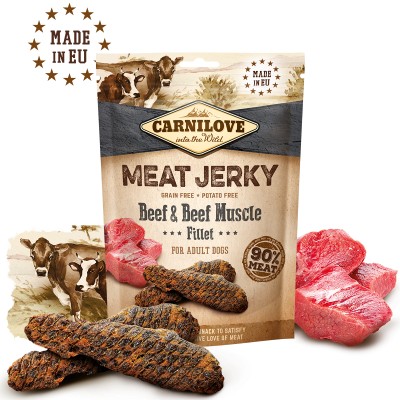 Carnilove Meat Jerky σνακ Beef & Beef muscle μυες βοδινου & κοτοπουλο σκυλου