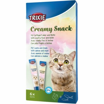 Trixie Creamy snack Shrimp υγρη λιχουδια ξηρης τροφης γατας 2 γεύσεις