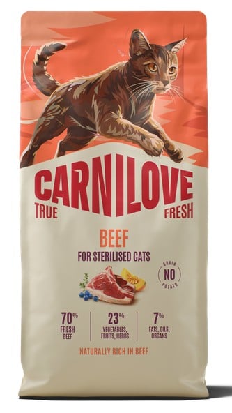 Carnilove True Fresh Beef Sterilised Τροφή Στειρωμένης Γάτας με Φρέσκο Μοσχάρι