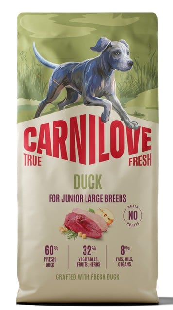 Carnilove True Fresh Junior Large Breeds Ξηρά Τροφή Νεαρού Σκύλου με Φρέσκια Πάπια