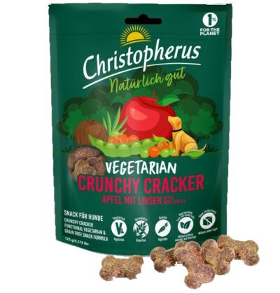 Christopherus Vegetarian Crunchy Cracker Grain Free χορτοφαγική τραγανή λιχουδιά σκύλων μήλο & φακή