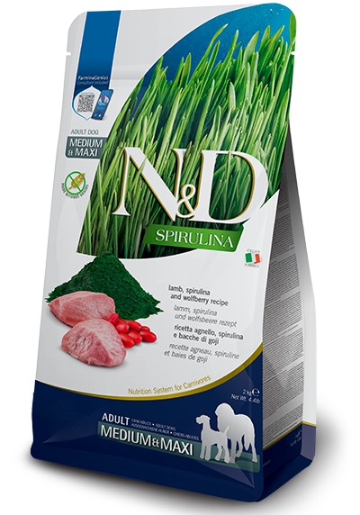 ND Spirulina Adult Lamb Grain Free ξηρές τροφές για ενήλικους σκύλους - Αρνί, Σπιρουλίνα
