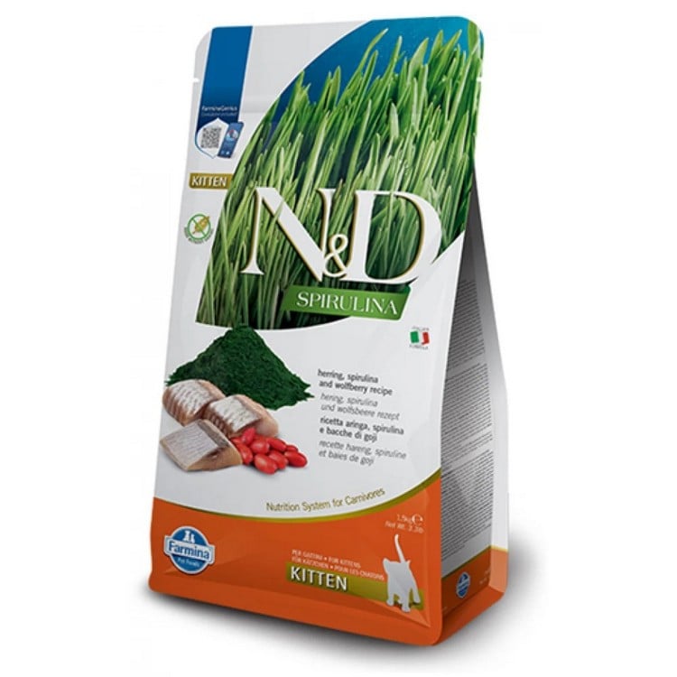 N&D Spirulina Herring and Wolfberry Kitten τροφή για γατάκια