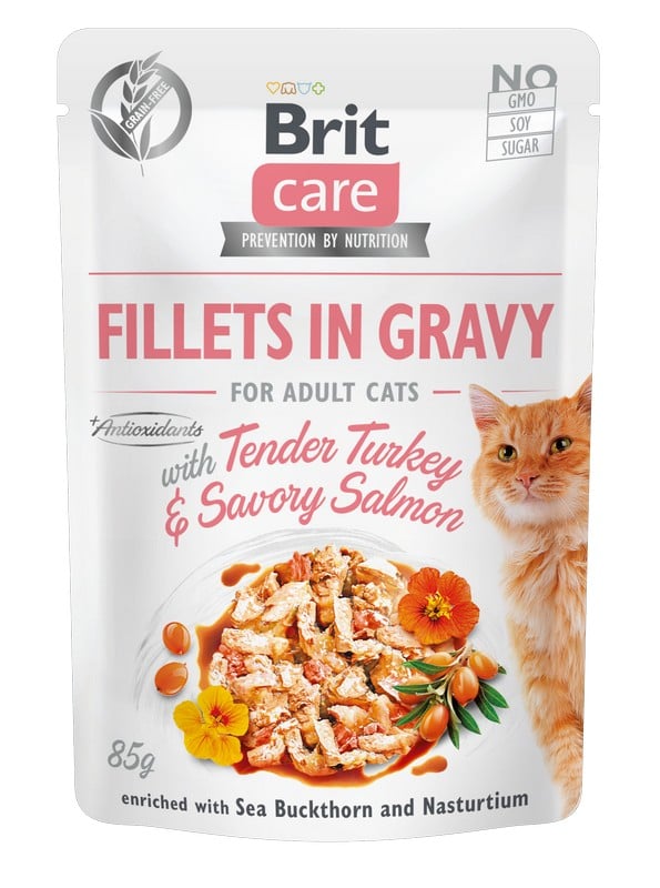 Brit Care Fillets In Gravy Turkey & Salmon φακελάκι γάτας σε σάλτσα