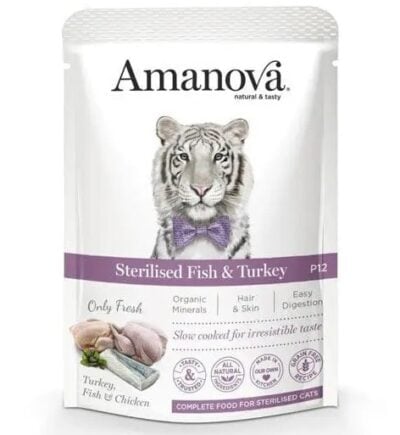 Amanova Sterilised Cat White Fish φακελάκι κονσέρβα γάτας 85gr