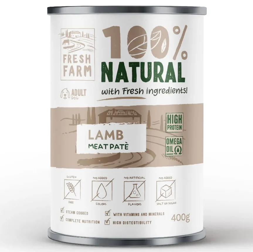 Fresh Farm Premium Meat Pate Κονσέρβα Απαλό Πατέ Σκύλου με Αρνί 400gr